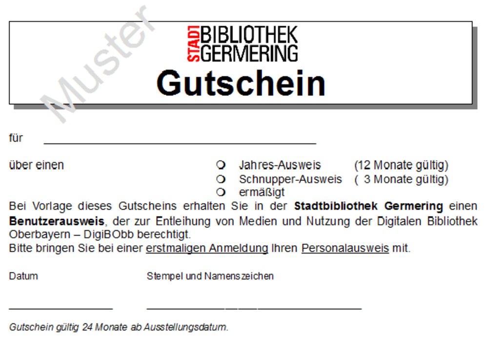 Der Bibliotheksgutschein Stadtbibliothek Germering
